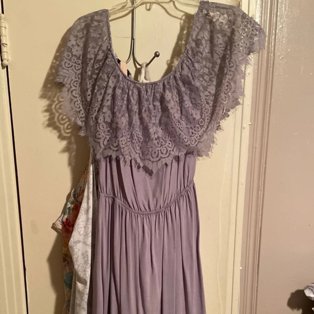 NWOT Off the shoulder long Lavender Dress